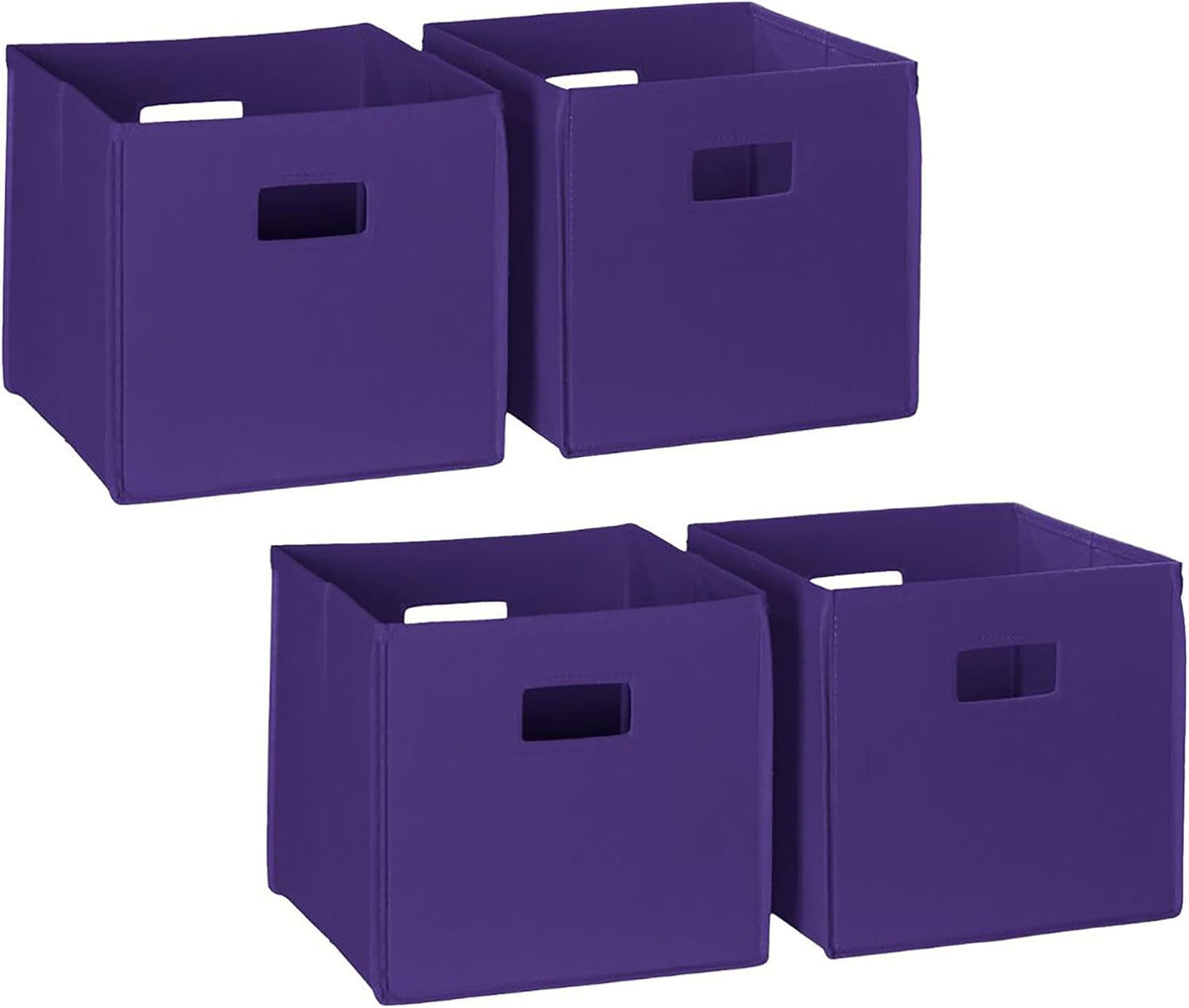 RiverRidge Folding Storage Bins - 4-pack of 10in Tall Dark Purple Cubes