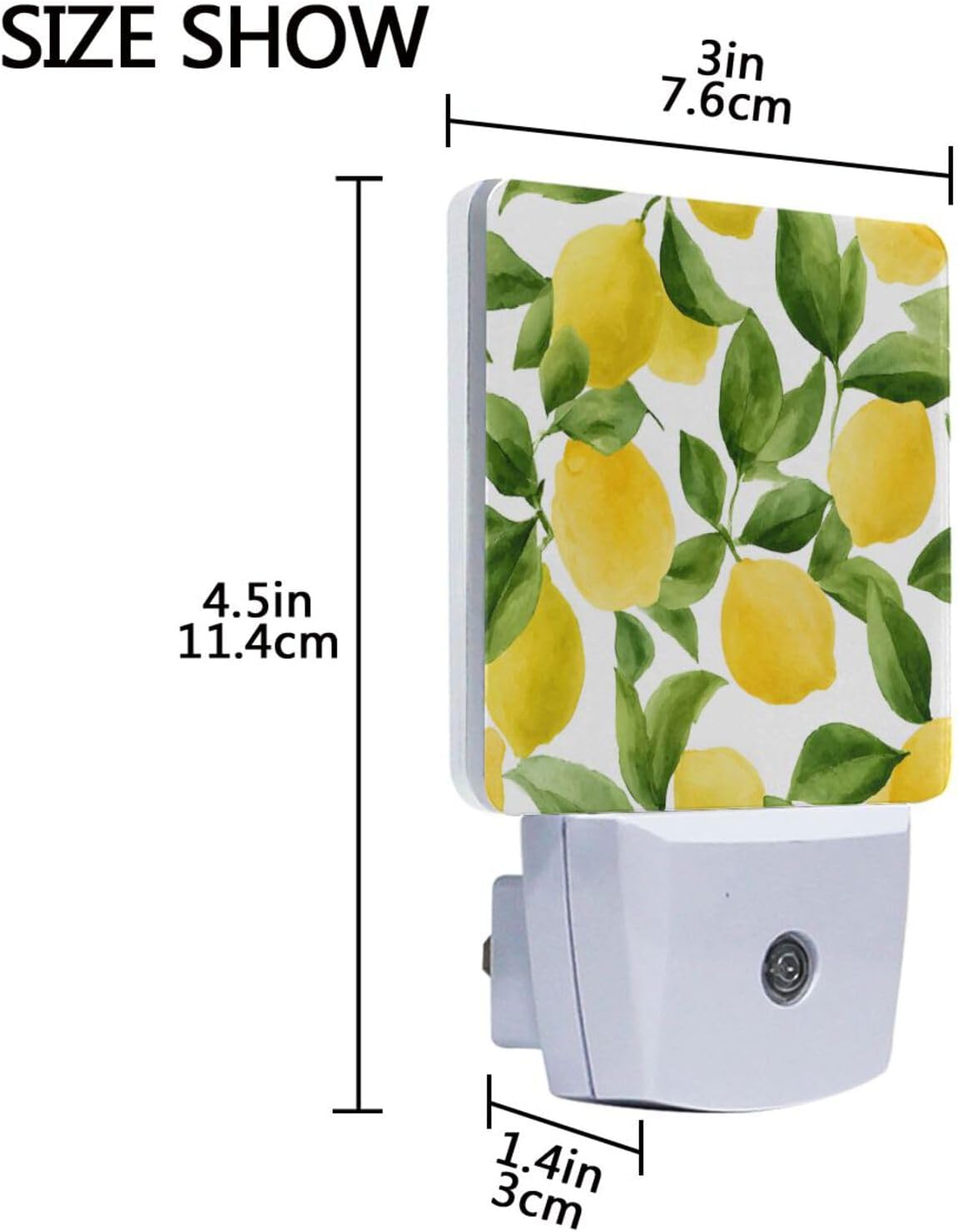 ALAZA 2 Pack Lemon Fruit Leaves Watercolor LED Night Light Dusk to Dawn Sensor Plug in Night Home Decor Desk Lamp for Adult