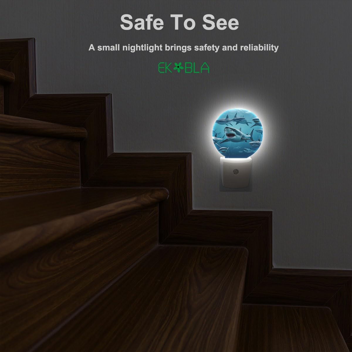 Deep Ocean Shark Night Light, Plug in Nightlight with Dusk to Dawn Sensor