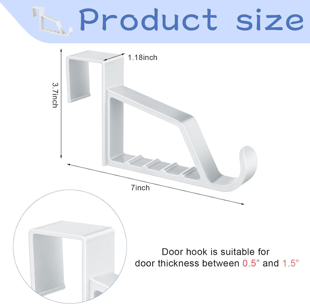 Space Saving Plastic Over Door Hooks Door Hanger Hooks Multi Hanging Storage Organizers Door Hangers Door Towel Hooks for Coats, Towels, Bags, Hats, Scarves Home Accessories (White,4 Pieces)