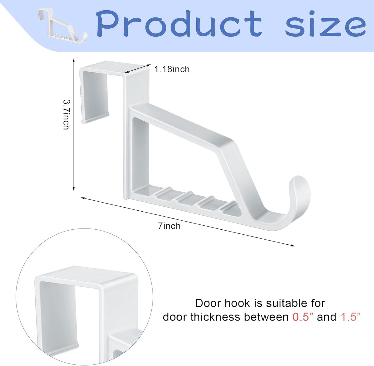 Space Saving Plastic Over Door Hooks Door Hanger Hooks Multi Hanging Storage Organizers Door Hangers Door Towel Hooks for Coats, Towels, Bags, Hats, Scarves Home Accessories (White,4 Pieces)