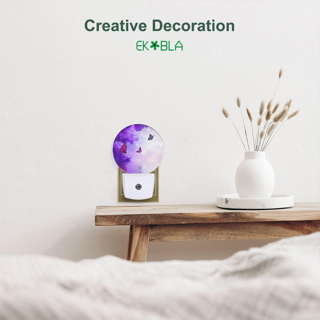 Butterfly Floral Night Light, Plug in Nightlight with Dusk to Dawn Sensor