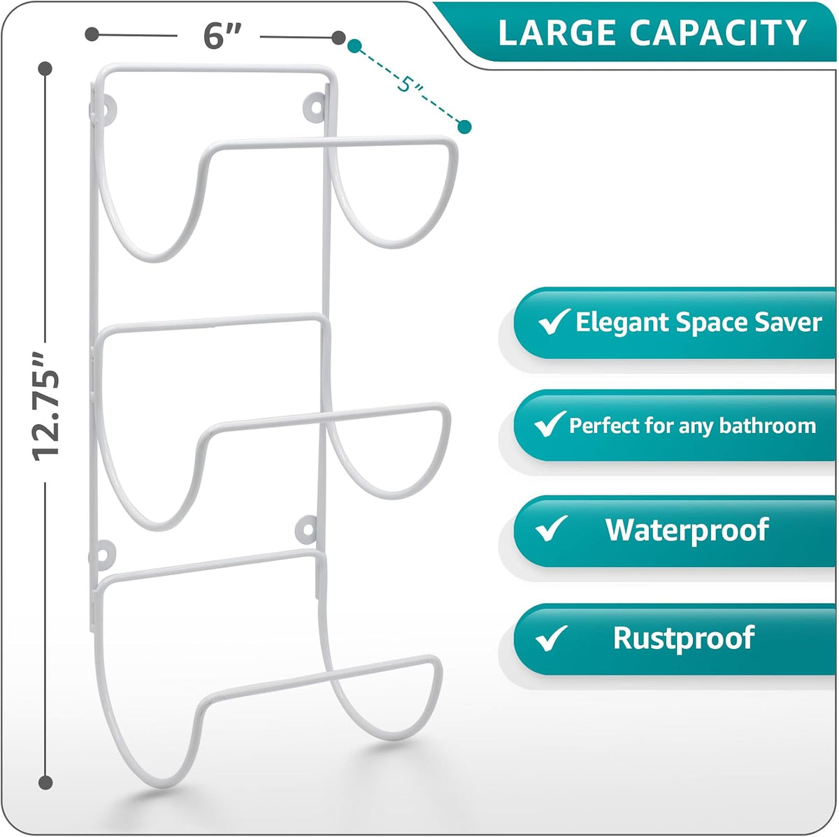 Sorbus Towel Racks for Bathroom, Wall Mounted (4 Pack 12 Towels, White)