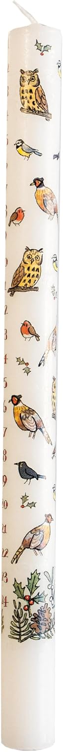 Alison Gardiner Winter Birds Advent Taper Candle, 10hr Burn Time, Unscented
