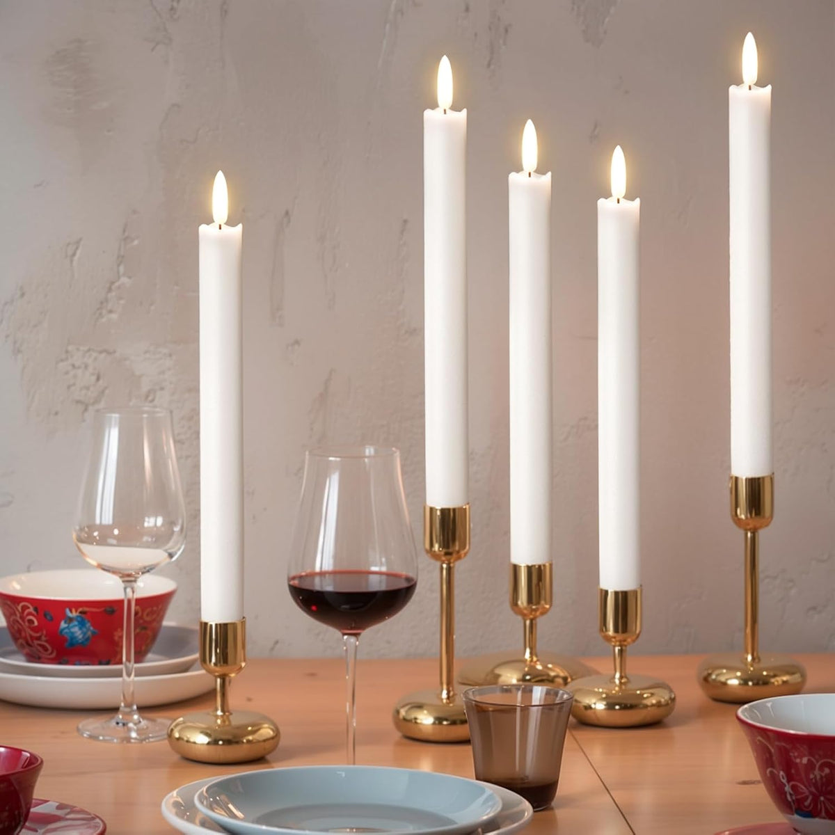 GenSwin White Flameless Taper Candles Led Battery Operated Remote Timer