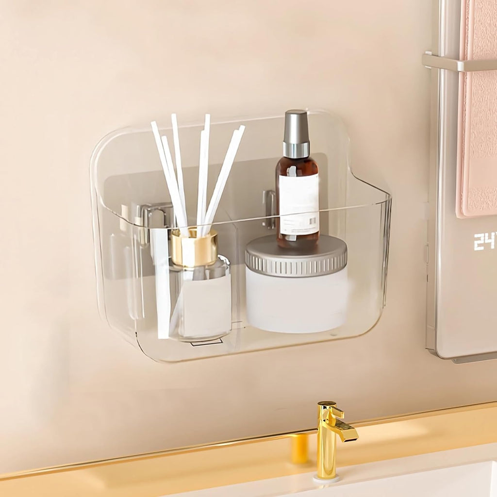 Diesisa Wall Mount Organizer, Adhesive Shelf, 2 Compartments Wall Shelves