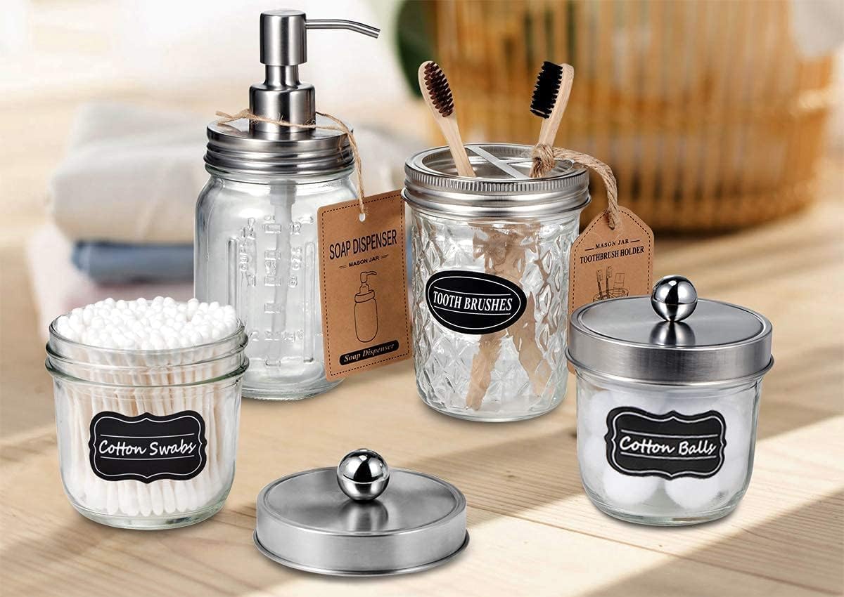 Amolliar Mason Jar Liquid Soap Dispenser Soap Pump, Brushed Nickel 1 Pack