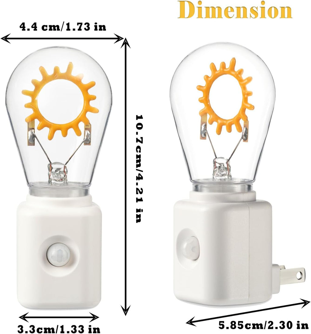 Unique Gift, LED Night Light with Motion Sensor, Retro Filament Design, Dimmable 2200K Warm White Plug into Wall, Auto Dusk to Dawn Activation, 1W Energy Efficient, 1 Pack