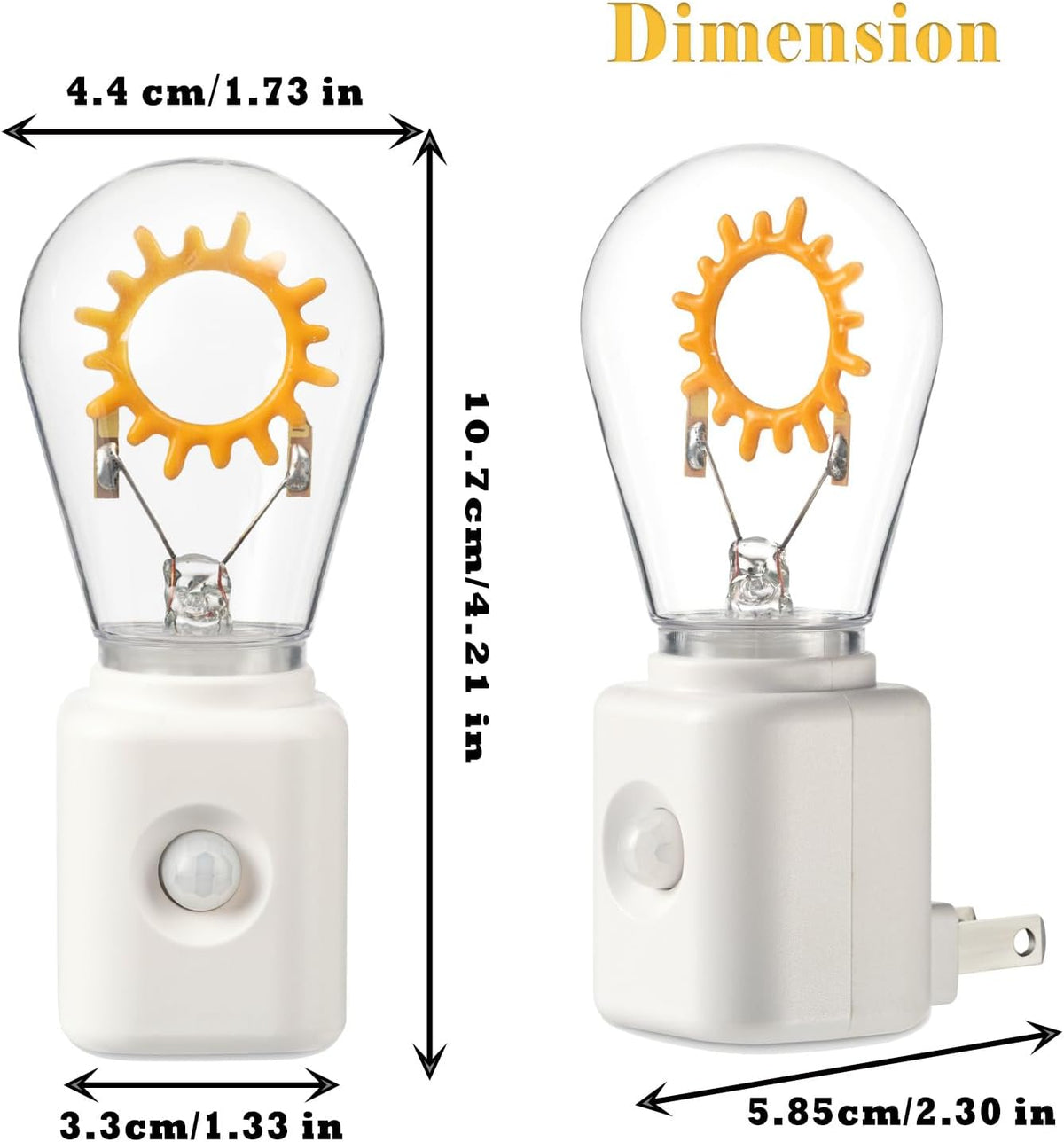 Unique Gift, LED Night Light with Motion Sensor, Retro Filament Design, Dimmable 2200K Warm White Plug into Wall, Auto Dusk to Dawn Activation, 1W Energy Efficient, 1 Pack