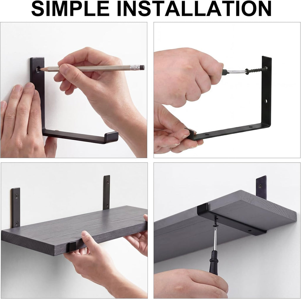 Fixwal Width 4.75 Inches Floating Wall Shelves, Set of 5, Grey