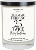 Cedar Crate Market 50th Birthday Gifts for Women Him,Happy 50th Birthday Decorations Candles Gift for Women Men, Funny 50 Years Old Ideas, Buttercream Vanilla Scented Soy Wax Handmade in USA