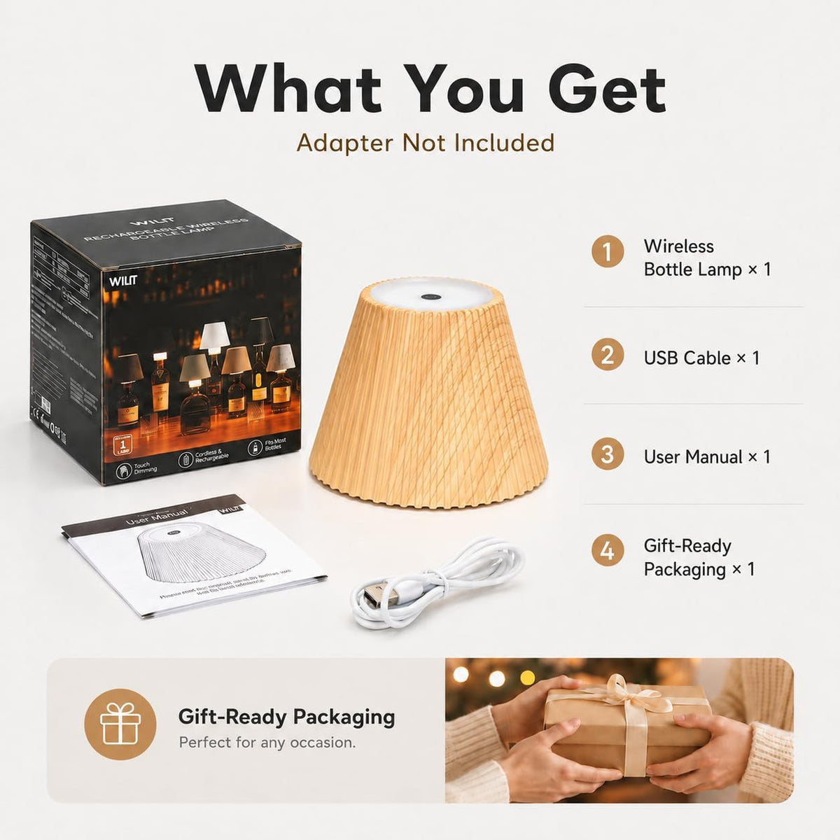 WILIT Wireless Bottle Lamp, LED Bottle Light Topper for Liquor Wine Bottles