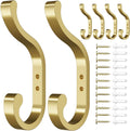 Coat Hooks Wall Mount,Heavy Duty Wall Hooks for Backpack,Towel,Gold 6 Pack