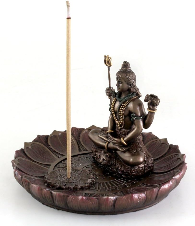 Top Collection Hindu God Shiva in Meditation Round Incense Holder Plate Incense Burner