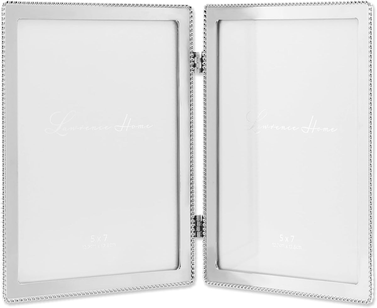 Lawrence Frames Metal Frame, Caviar Bead, Silver, 5x7 Double
