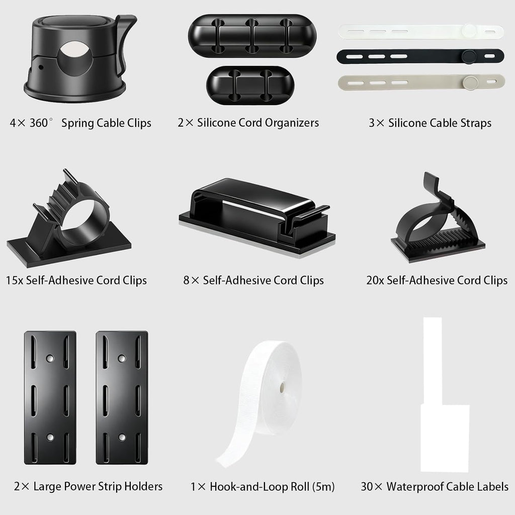 Cable Management Gaming Desk Organizer Kit 89PCS