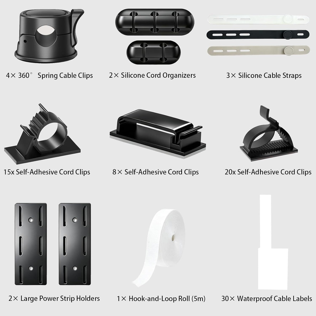 Cable Management Gaming Desk Organizer Kit 89PCS