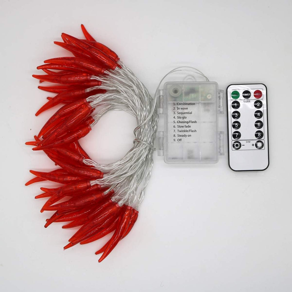 Red Chili String Lights,20ft 40 LED Chili String Lights Battery Operated Remote Contol Fairy Lights for Wedding, Chinese New Year,Spring Festival,Party Decoration,Christmas