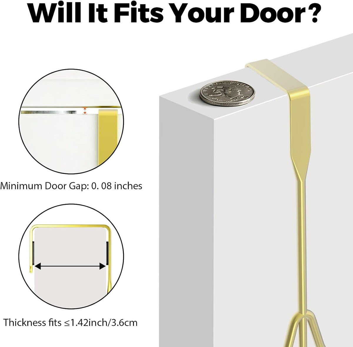 Over The Door Hooks Gold, Door Hooks for Hanging Towels, Coats