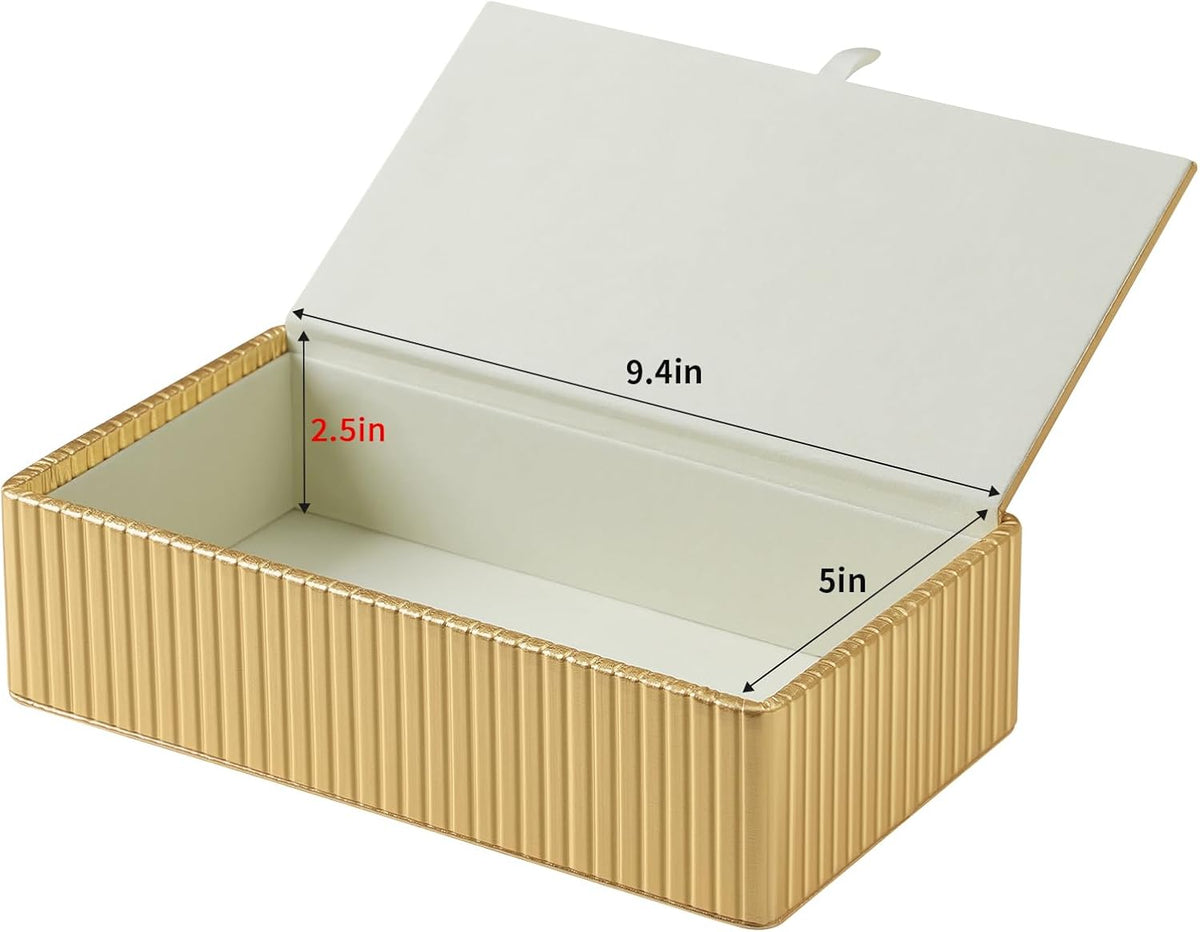 Short Tissue Box Cover, Rectangle Tissue Box Holder, Shiny Gold