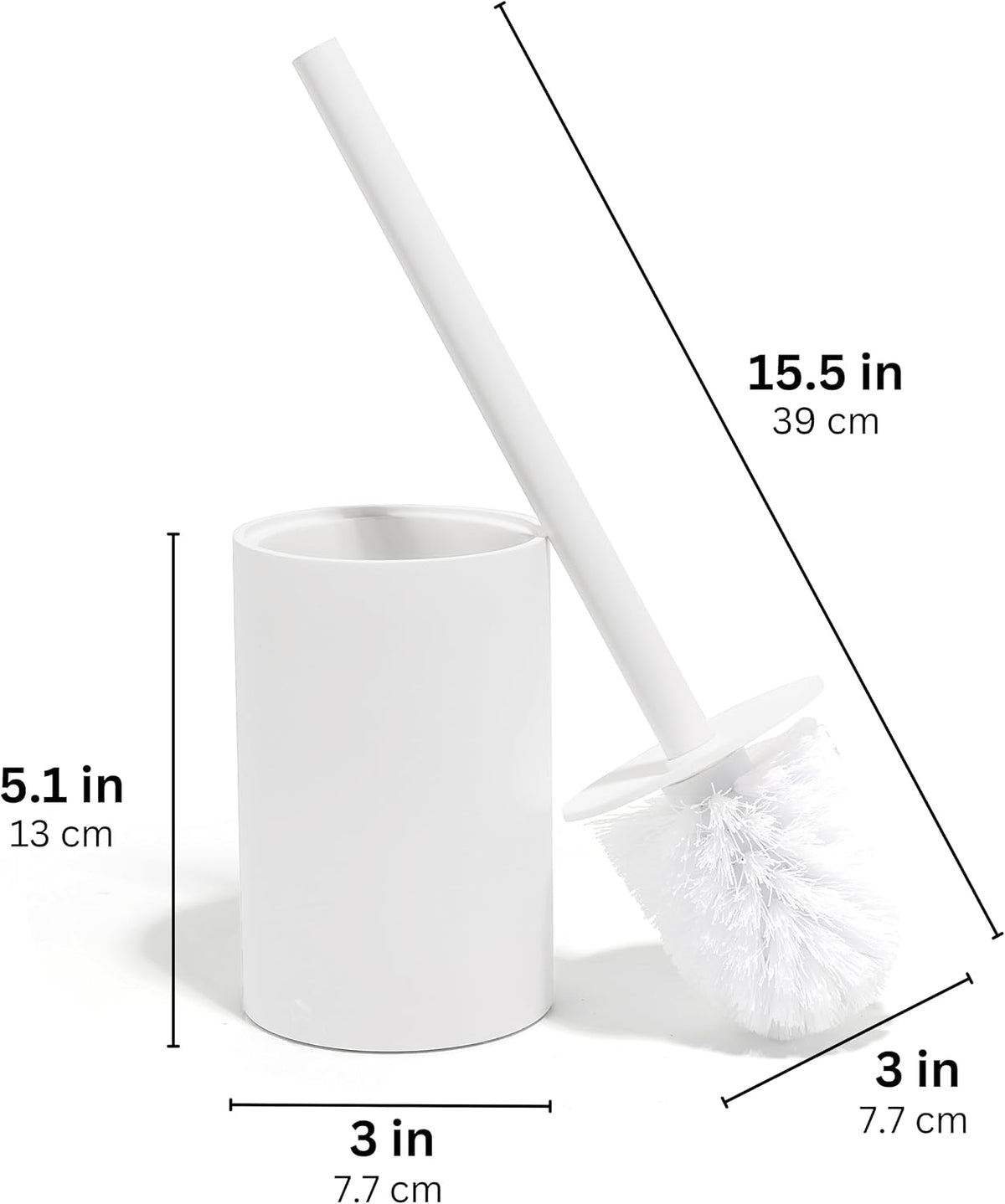 Yew Design Matte White Toilet Bowl Brush for Bathroom with Holder - Bathroom Cleaner Scrubber with Sleek Design, Sturdy, and Durable Bristles
