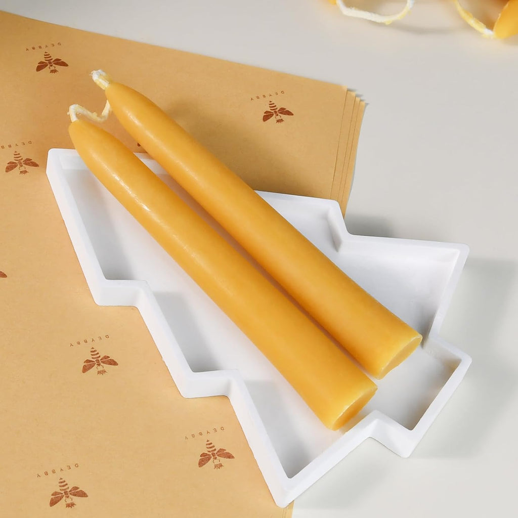 DEYBBY Beeswax Taper Candles, 6 Inch, Unscented, Natural, 12 Pack