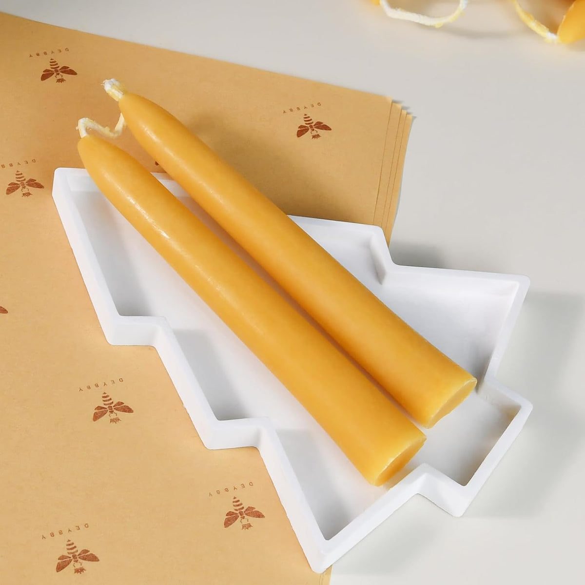 DEYBBY Beeswax Taper Candles, 6 Inch, Unscented, Natural, 12 Pack