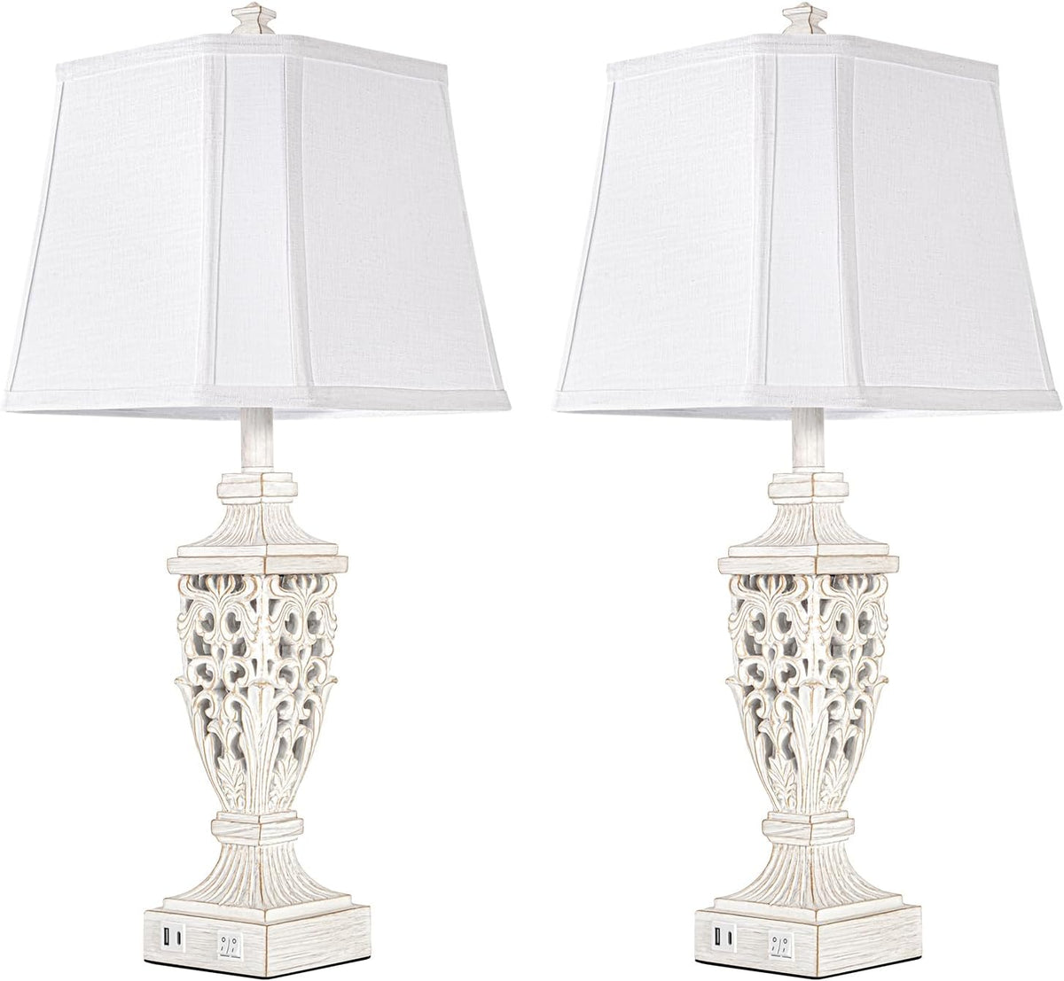 Scenekoy 28.5" Resin Table Lamps with Night Light for Bedroom Living Room
