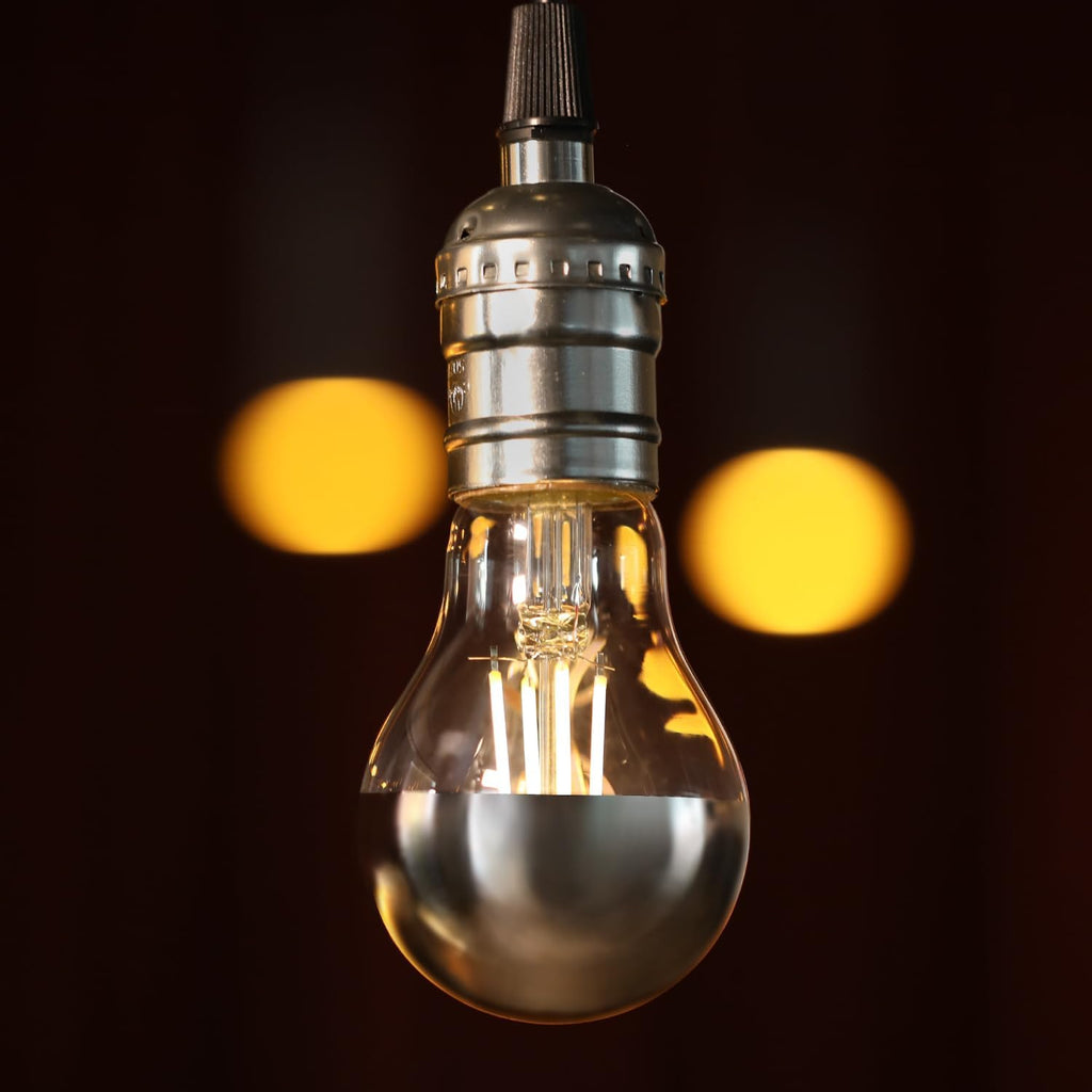 TORCHSTAR 2-Pack A19 Dimmable Half Chrome Light Bulb UL Listed 2700K Silver