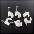 HS Cable Clips 10mm with Steel Nail 200 Pieces White，Ethernet Management U Shaped Wire Cord Staples Hooks for Outdoor Wall,Coax Cat8 RG8 Cable Extension Fasteners
