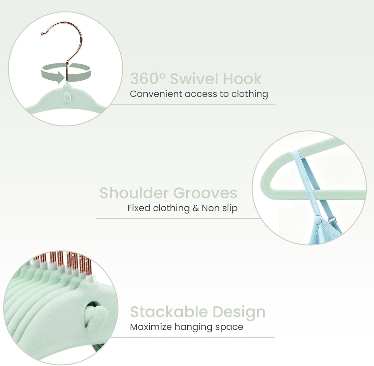 Baby Hangers, Newborn Hangers with Clips, 11 Inch, Green, 50 Pack