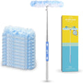 6 ft Extendable Duster Handle with 10 Refills, Compatible with Swiffer, Disposable Microfiber Dusting Pads for Home Cleaning, Ceiling, Fan, Window, Hard-to-Reach Areas