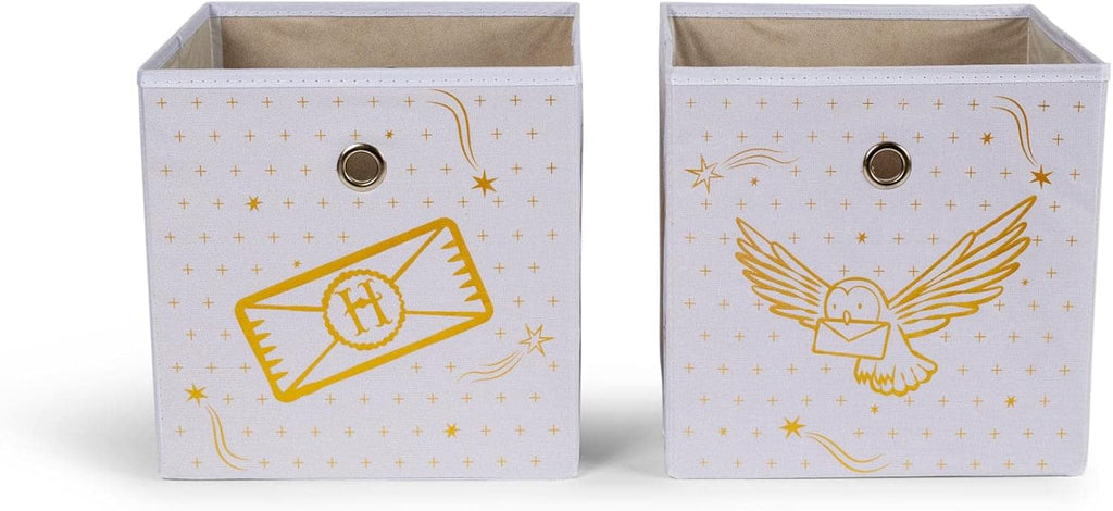 Ukonic Harry Potter Hedwig 11-Inch Storage Bin Cube Organizers, Set of 2 | Fabric Basket Container, Cubby Cube Closet Organizer | Wizarding World Gifts And Collectibles