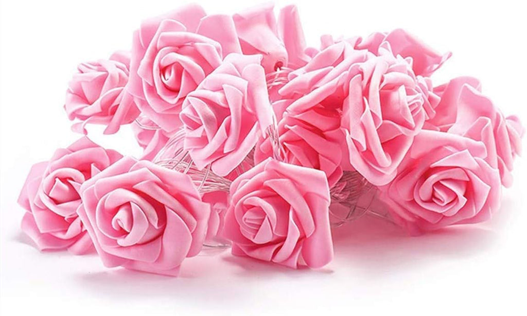 Fantasee LED Pink Rose Flower String Lights Battery Operated for Wedding Home Party Birthday Festival Indoor Outdoor Decorations Large Rose Flower Diameter 6cm (6.6ft 20LED, Pink Rose Warm Lights)
