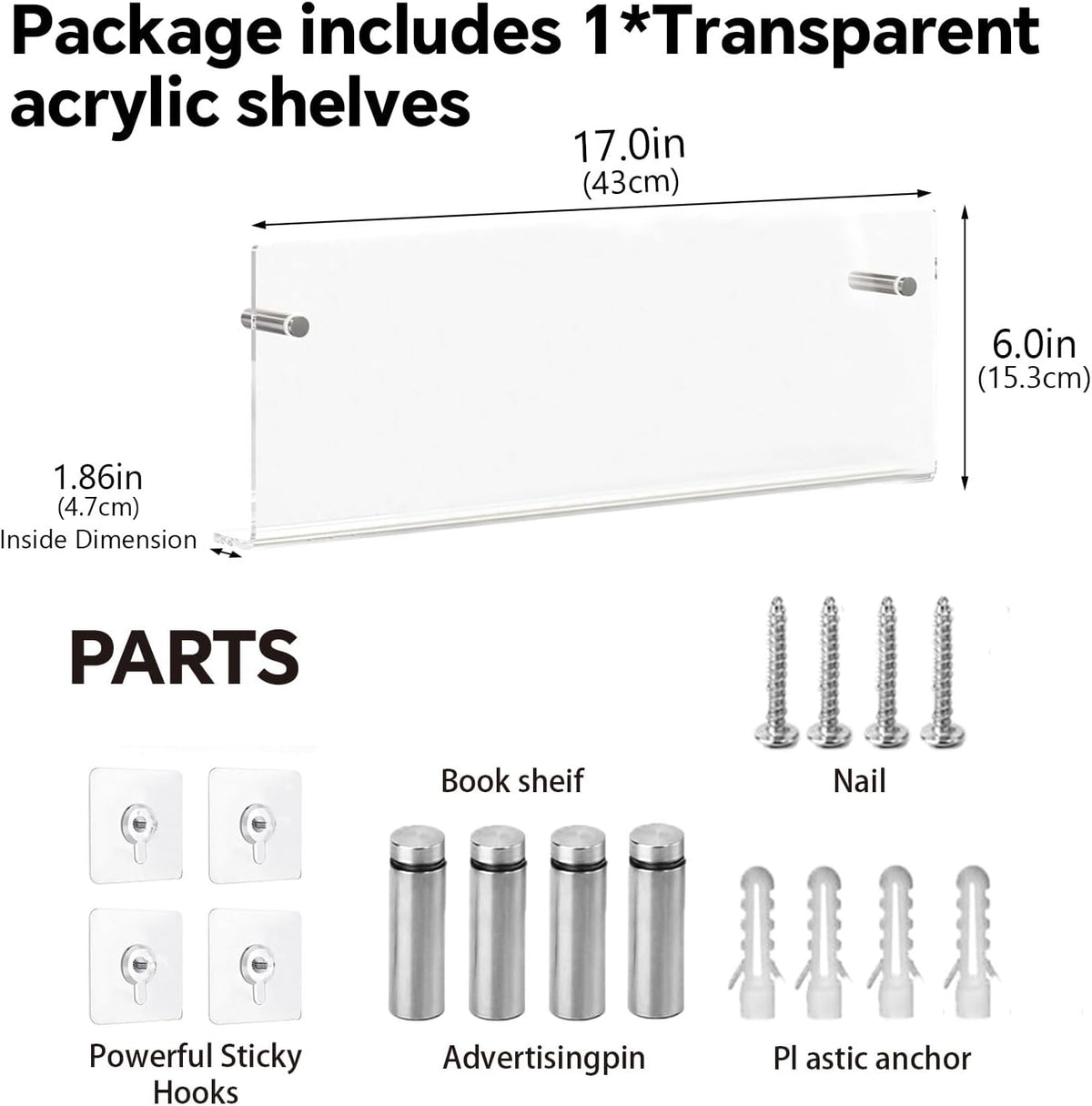 2-Pack 17 Inch Clear Acrylic Magazine Holder