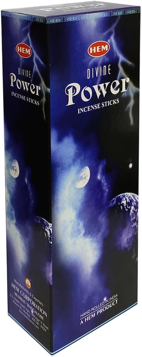 Hem Divine Power Incense Sticks (120 Sticks, 6 Boxes Inside) - 9 Inches Long, 20g Per Box Elevate Your Senses, Purify Your Space, and Awaken Your Innermost Aspirations.