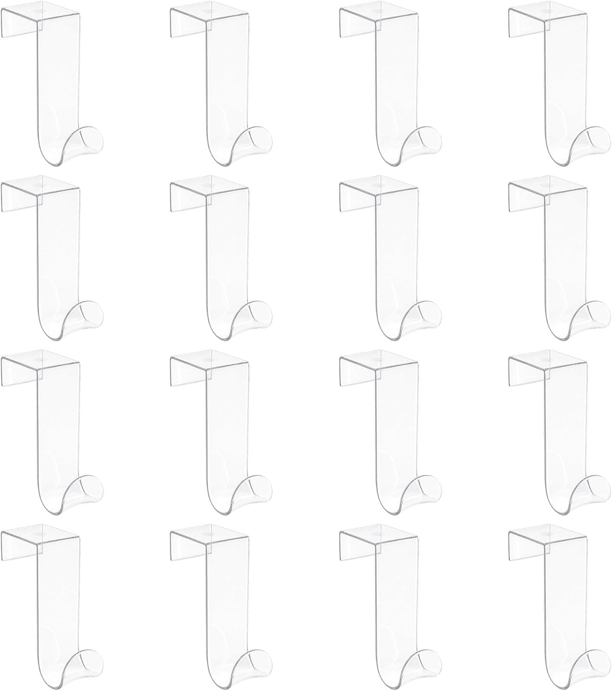 16Pcs Over Cabinet Door Hooks Plastic Over The Door Single Hook Space-Saving Hanger Extender Clips Multi-Purpose Hook for Kitchen Bathroom (Transparent)
