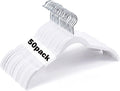 DoubleFill 50 Pack Velvet Shirt Hangers 360 Swivel Hook Slim, White