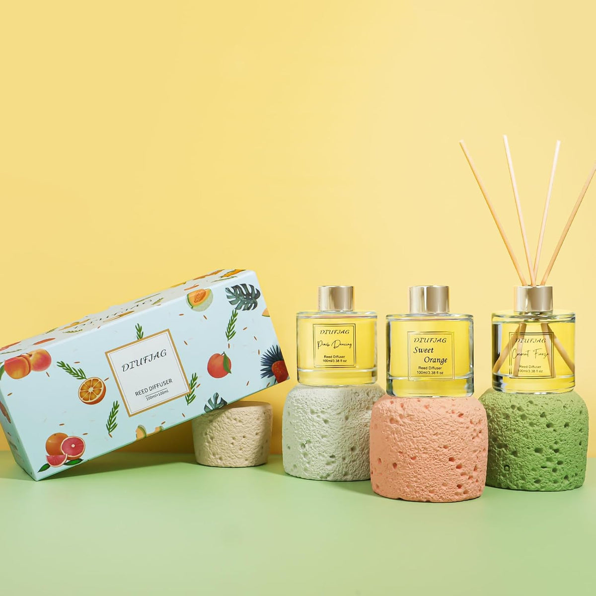 200ml Scent Diffuser with 6 Fiber Sticks, 6.76 oz Reed Diffuser Set