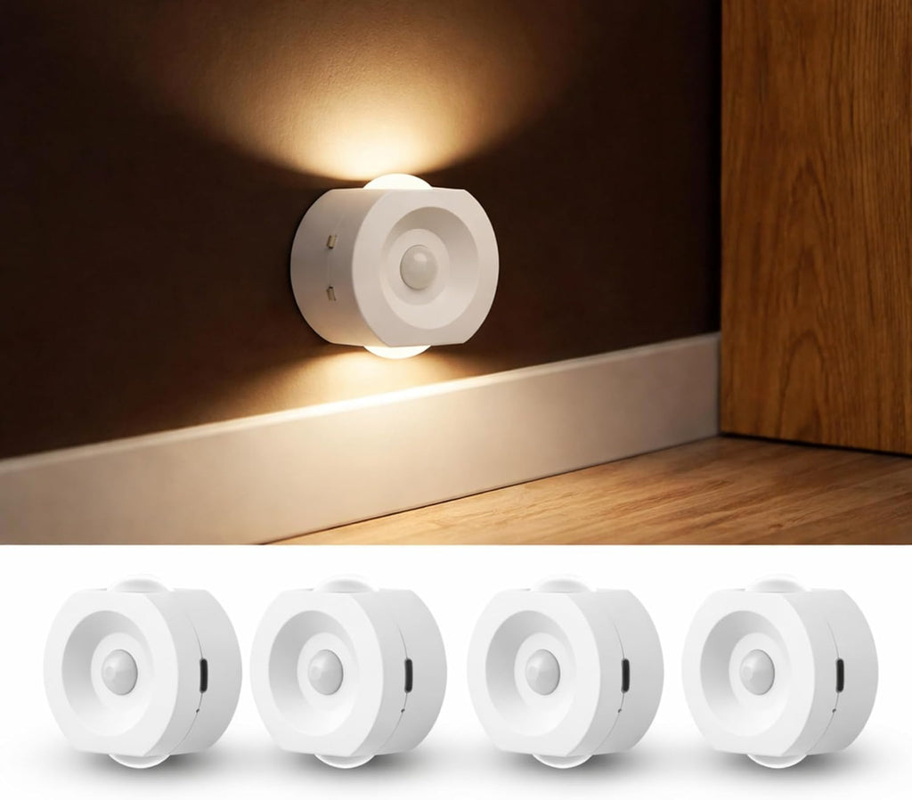 Rechargeable Motion Sensor Night Light 4 Pack, Dimmable LED Night Lights with 4 Modes & 3 Color Temperatures, Magnetic Stick-On Night Light for Hallway, Bedroom, Stairs, Closet, Bathroom