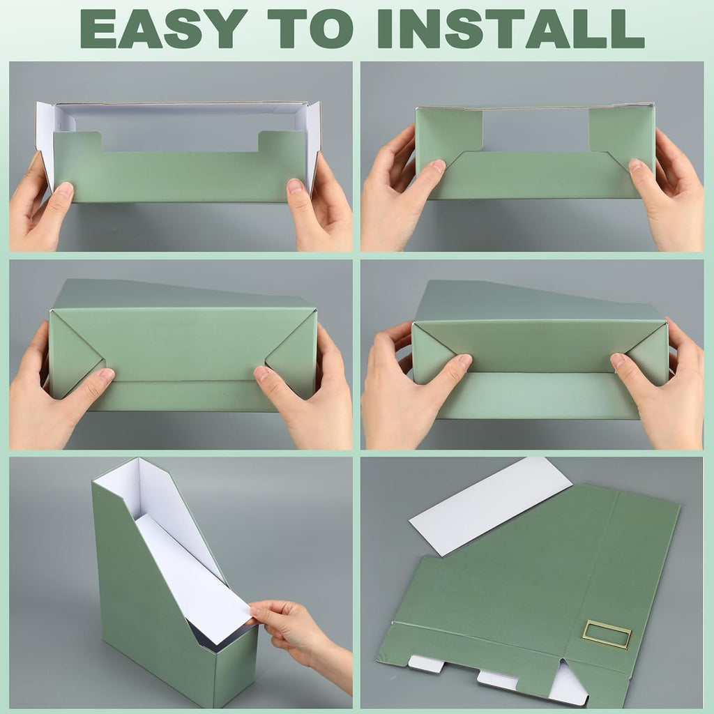 Feifeiya Magazine Holder Set of 6 Cardboard File Holder Desk, Sage Green