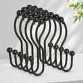 Resze 12PCS Shower Curtain Hooks, Sturdy Metal Shower Curtain Rings(Black)