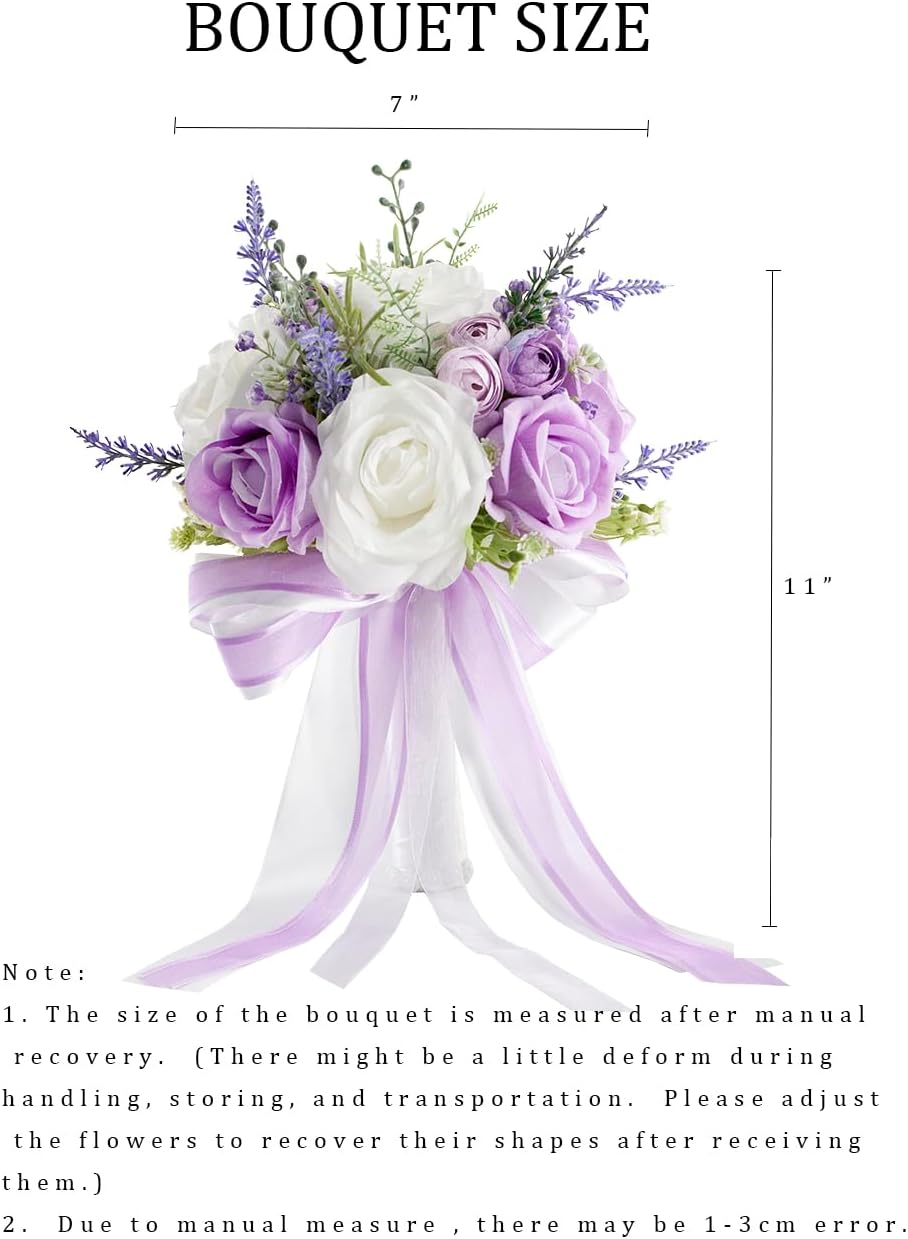 Lilac Purple Wedding Bouquets for Bride Bridesmaids Silk Premade