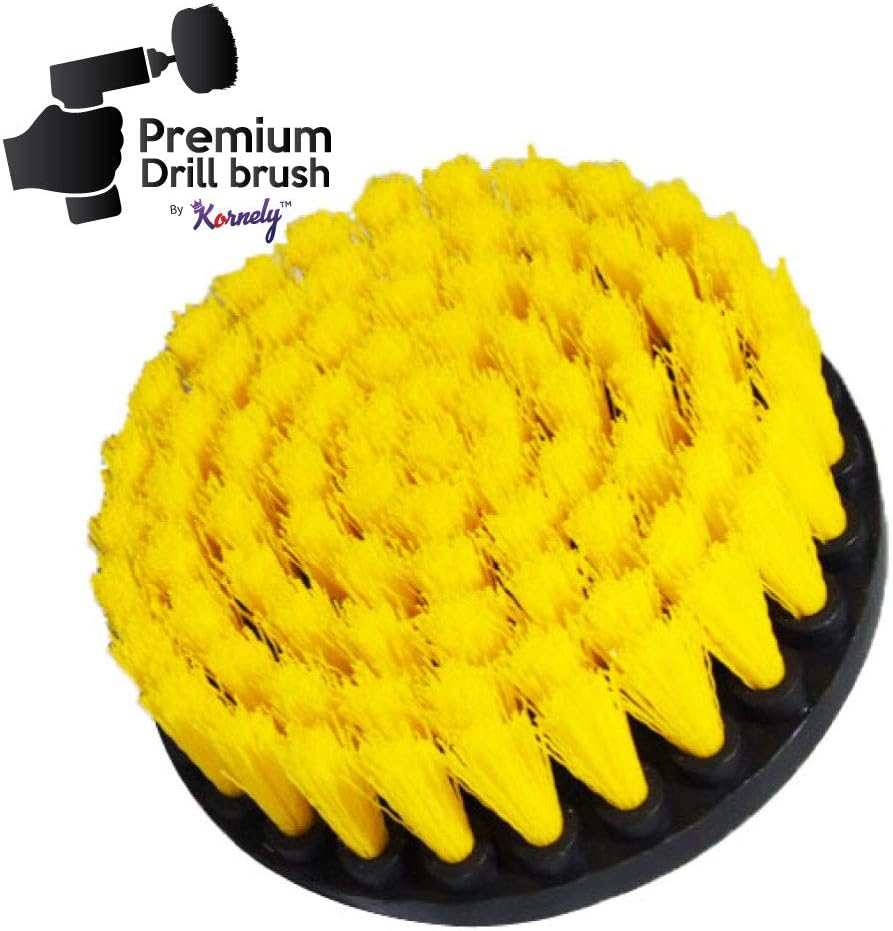 Premium Drill Brush Professional – Medium-Soft 5 in Yellow Set of 3 | Scratch-Free Cleaning Brush for Tile, Grout, Bathtub, Shower, Fibreglass and Ceramic Surfaces