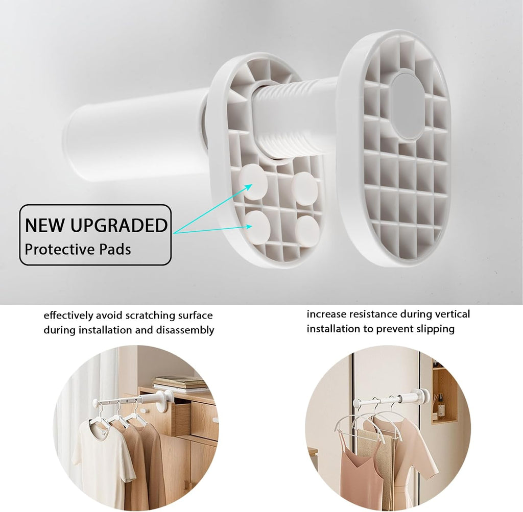 Portable Travel Clothes Drying Rack - Clamping Design- Retractable Rob - Anti-Scratch Silicon Pad - Enhance Stability - Suitable for Door, Drawer, Luggage Handle