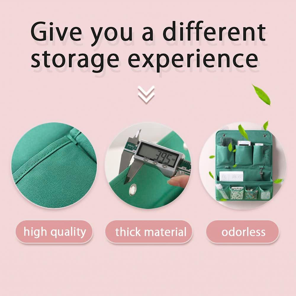 Hanging Organizer with Pockets – Wall & Door Storage Bag with 3 Sticky Hooks – Hanging Storage Organizer for Bathroom, Bedroom, Closet, Dorm, Washing Table (3Layer, Green)