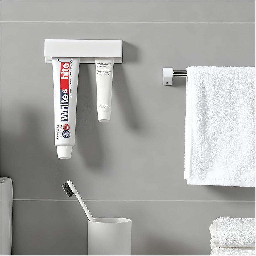 Adhesive Toothpaste Holder Wall Mounted for Bathroom c/w 1 Tube Squeezer