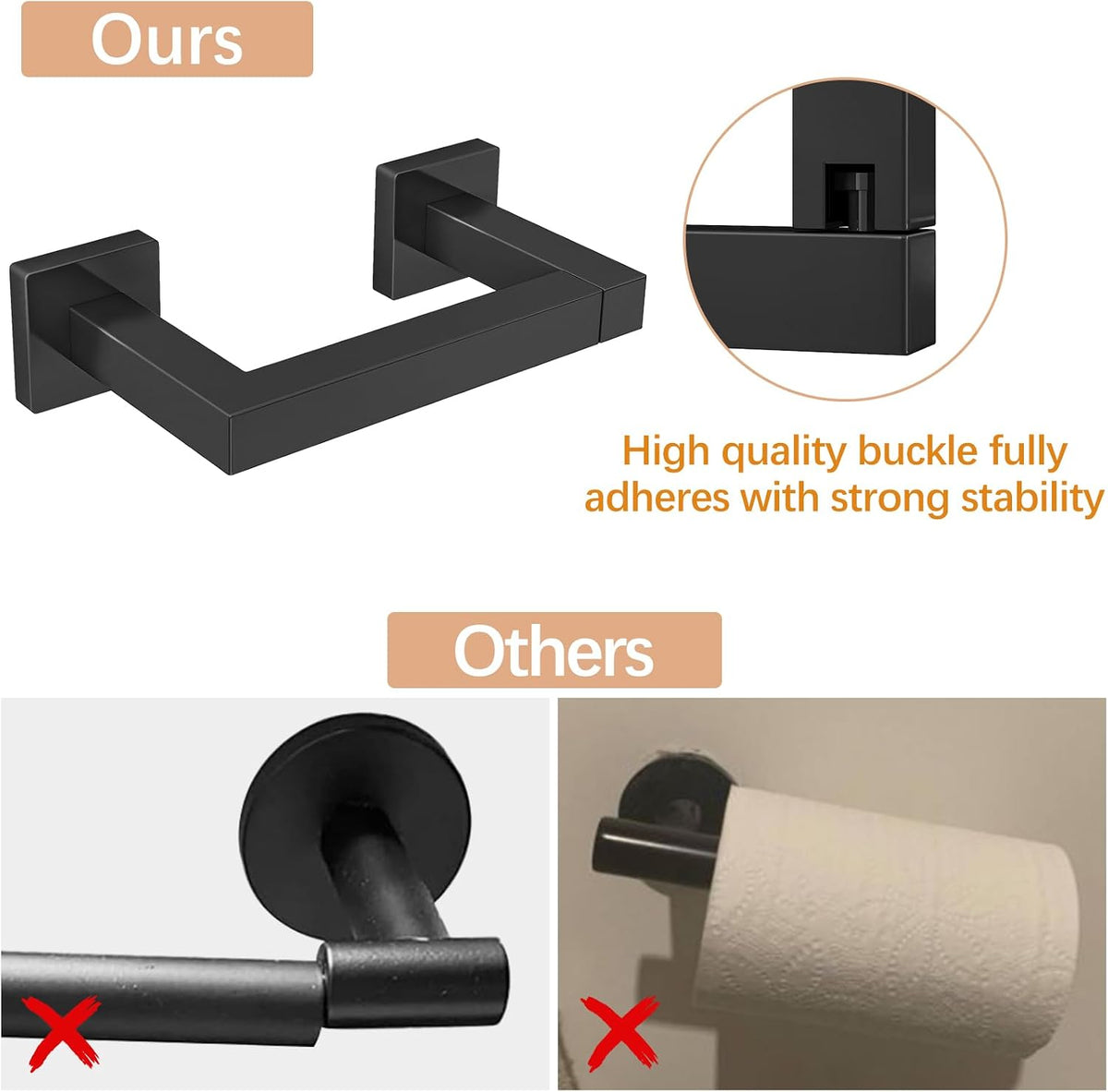 FEILERN Toilet Paper Holder Matte Black, 2 Pack Wall Mount for Bathroom