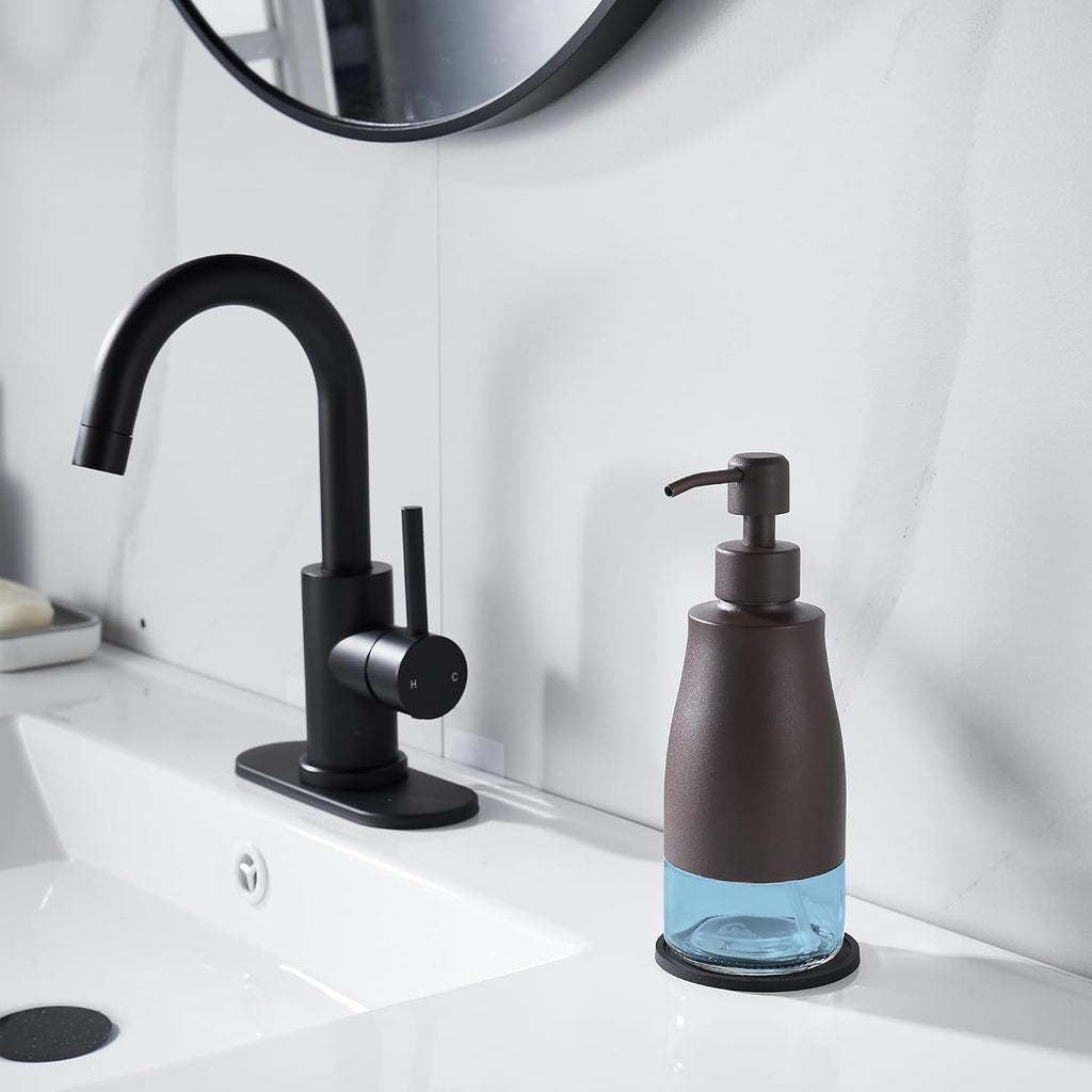 Gaussra Matte Brown Soap Dispenser with Coaster & Stickers - 11 OZ / 320 ML