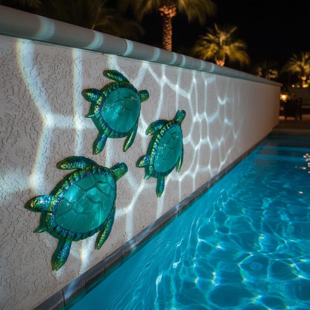 Comfy Hour 16 Inch Sea Turtle Wall Decor, Metal Wall Art, Set of 3